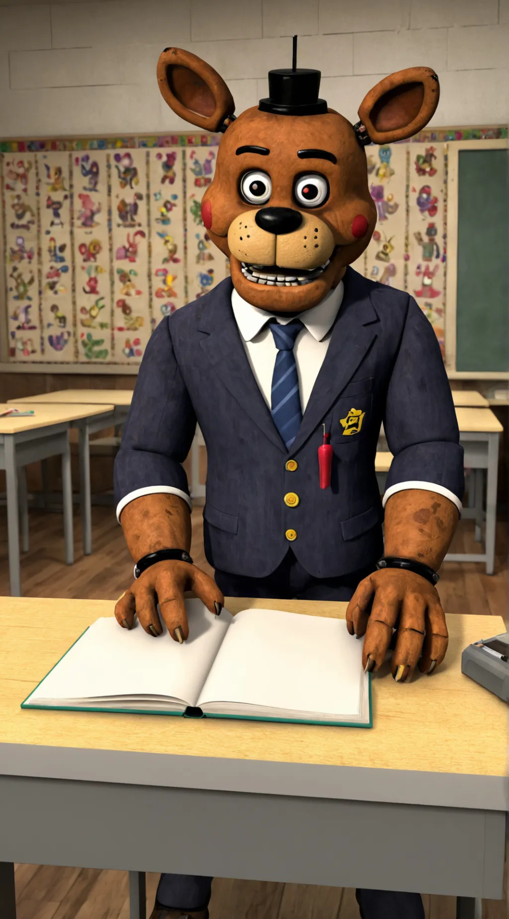 ai character: Animatronic School background