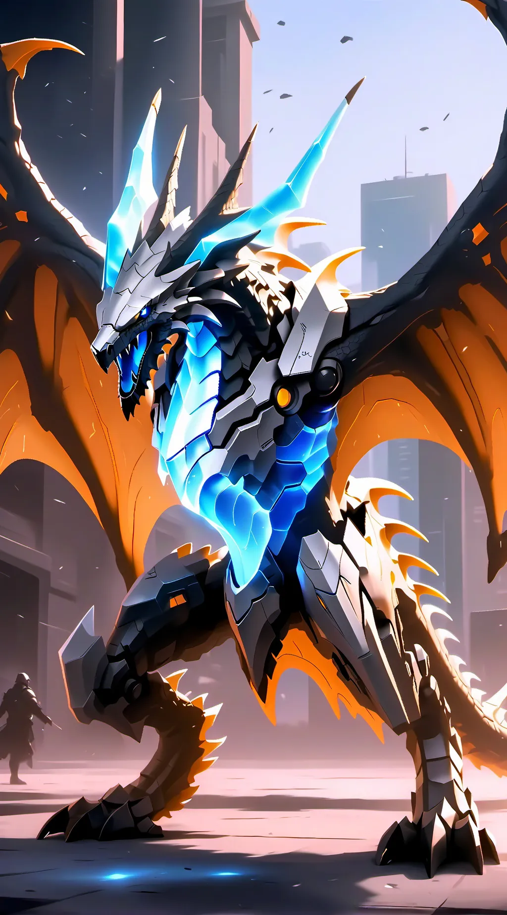 ai character: Mecha dragon background