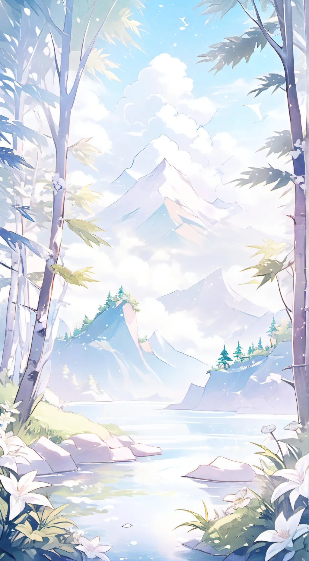 ai character: snowy ocean cookie background