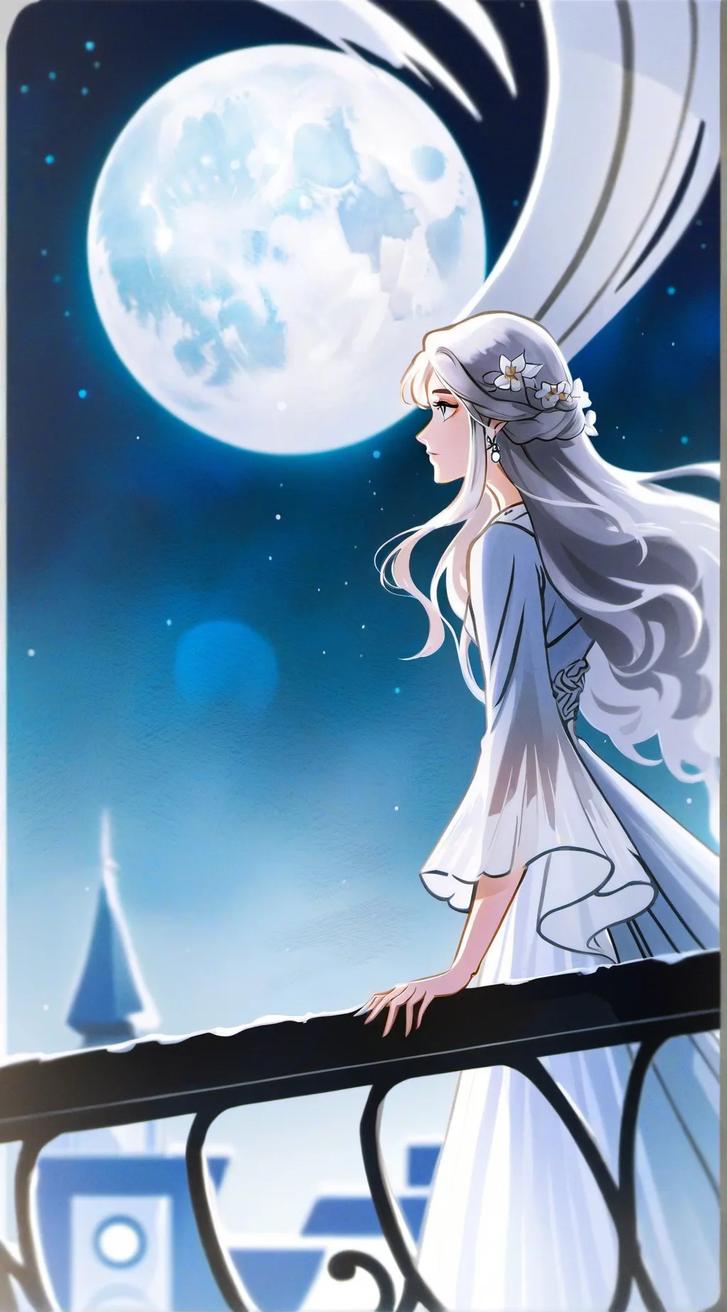 ai character: Moon..🤍✨️✨️ background