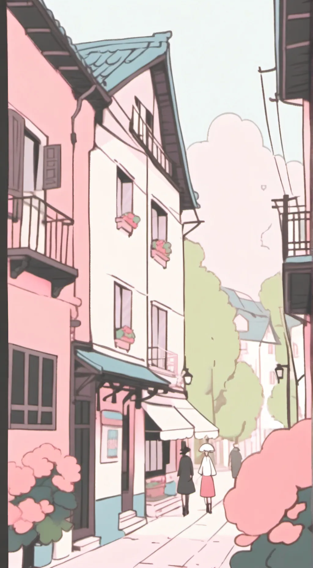 ai character: crayon town background