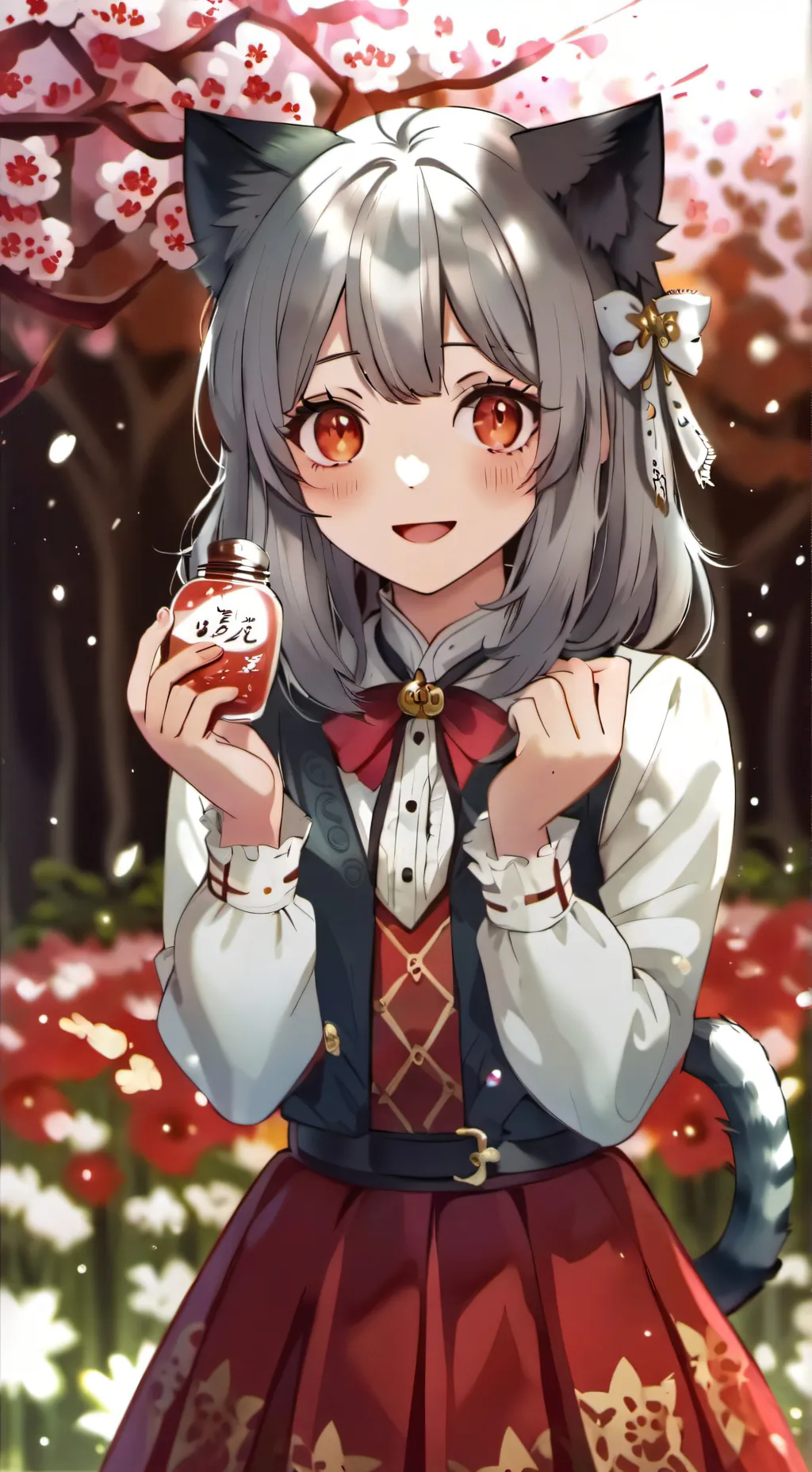 ai character: cat girl- ds background