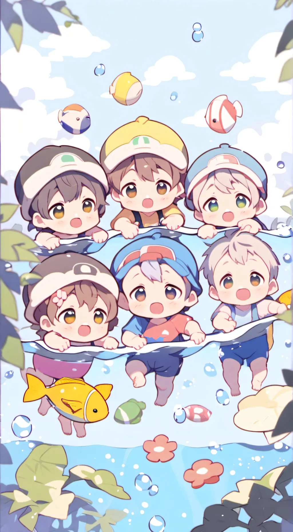 ai character: Baby Swimming background