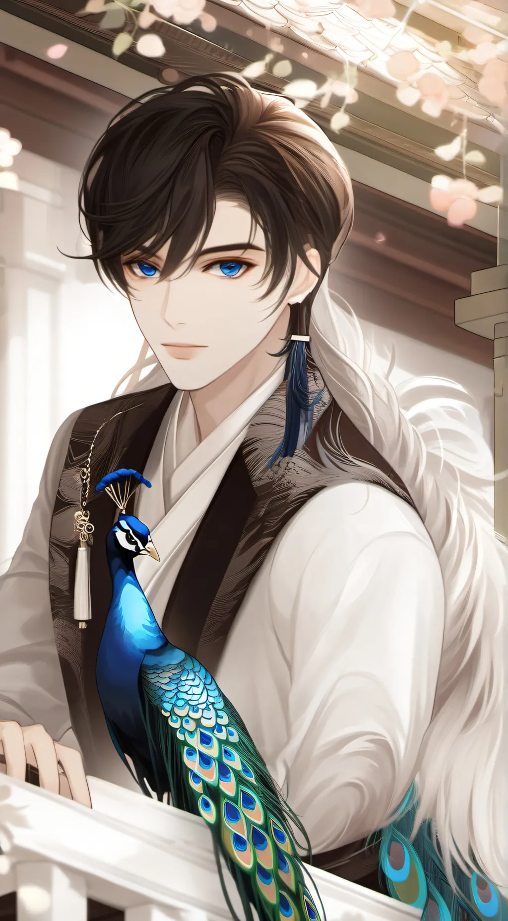 ai character: Peacock Spirit Fur background