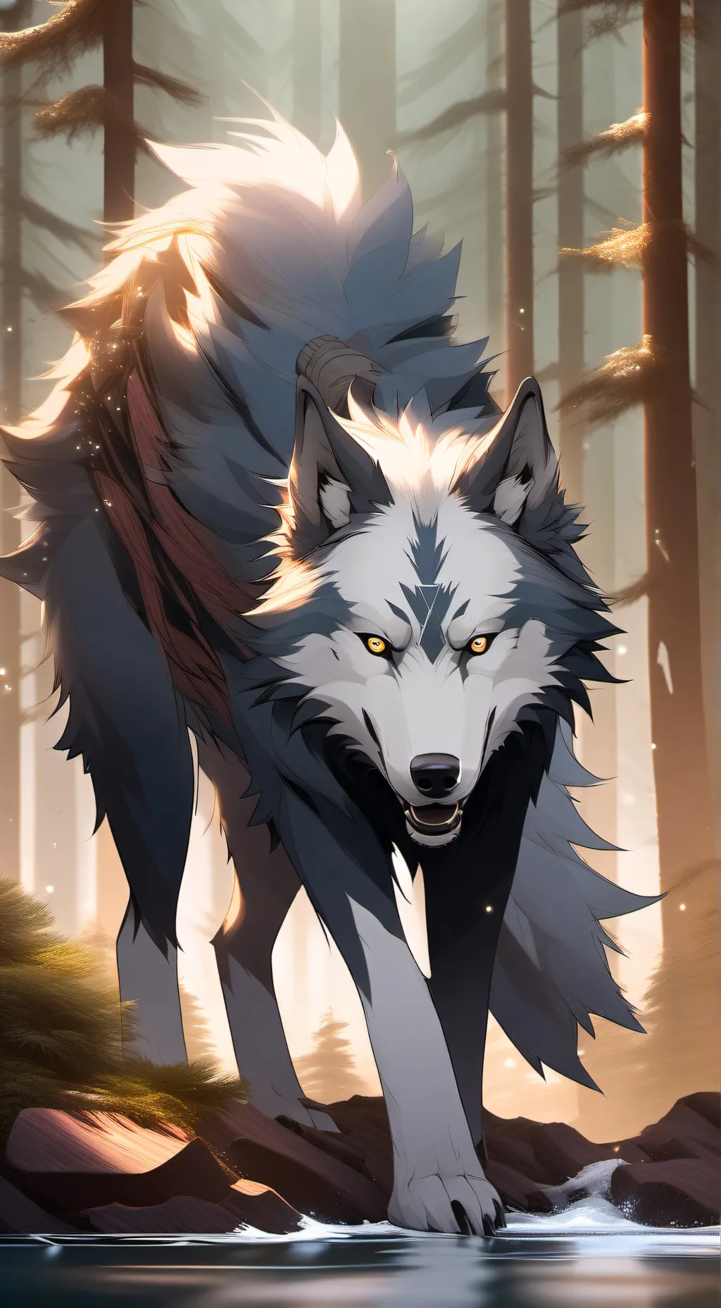 ai character: The wolves eyes background