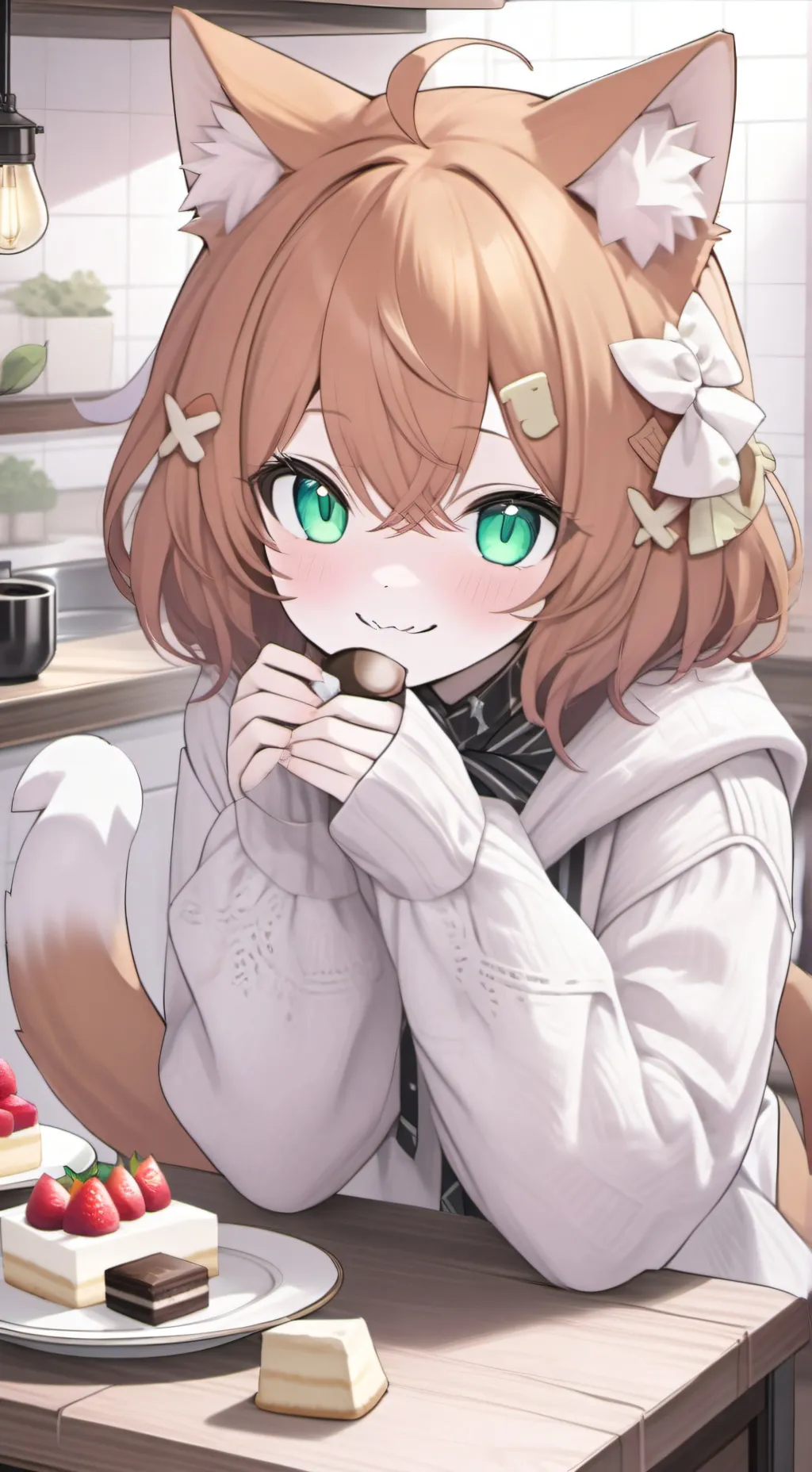 ai character: Ginger Neko Furry background