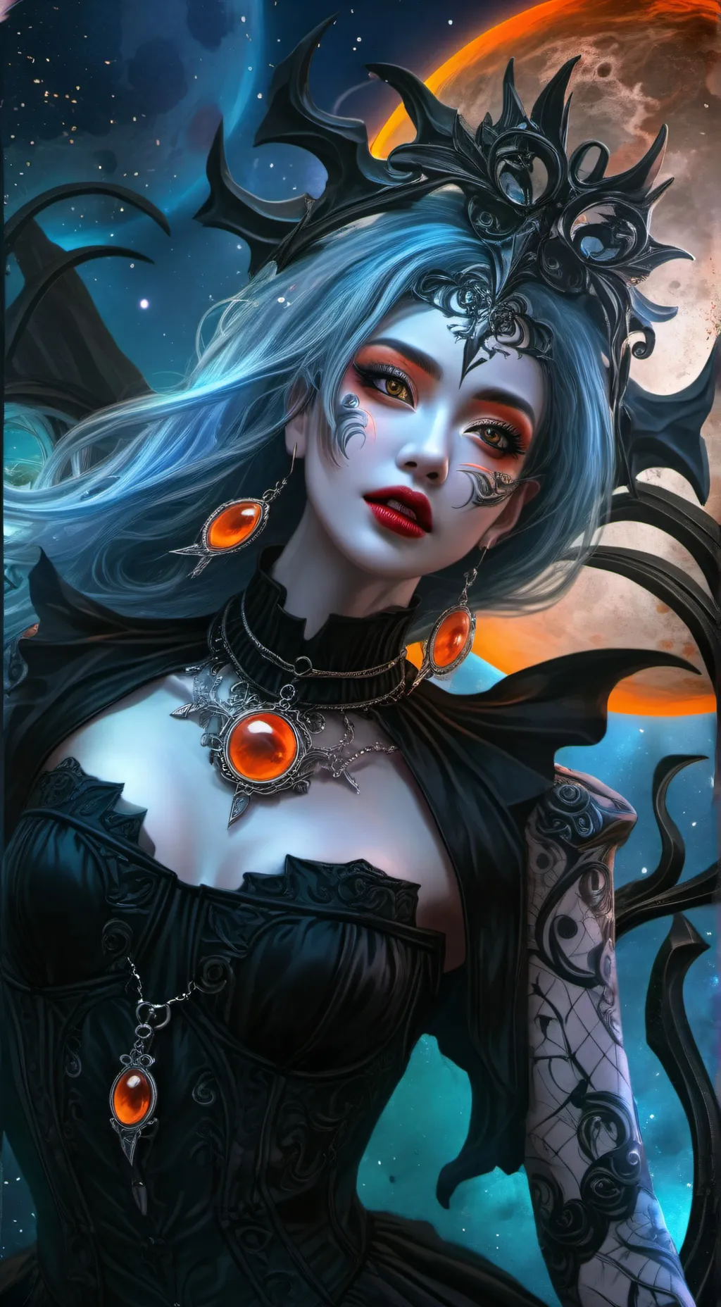 ai character: Titan solar eclips background