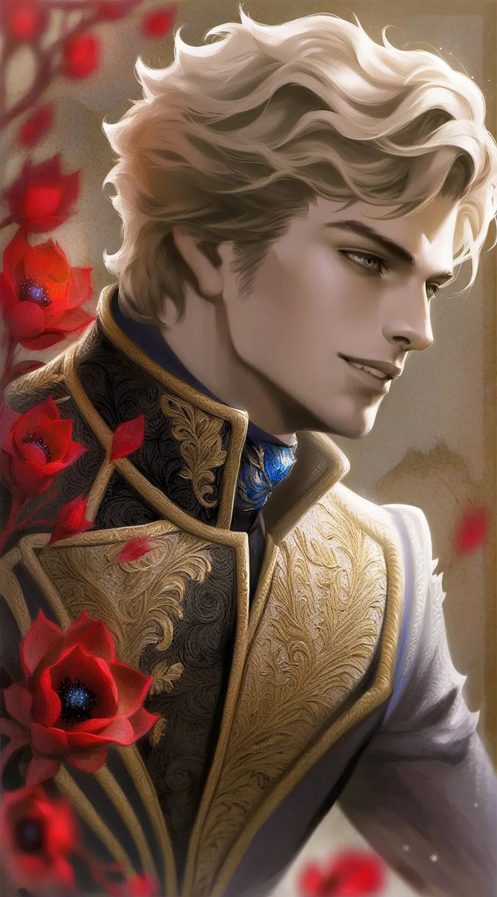 ai character: Poe ❤️‍🩹🌹 background