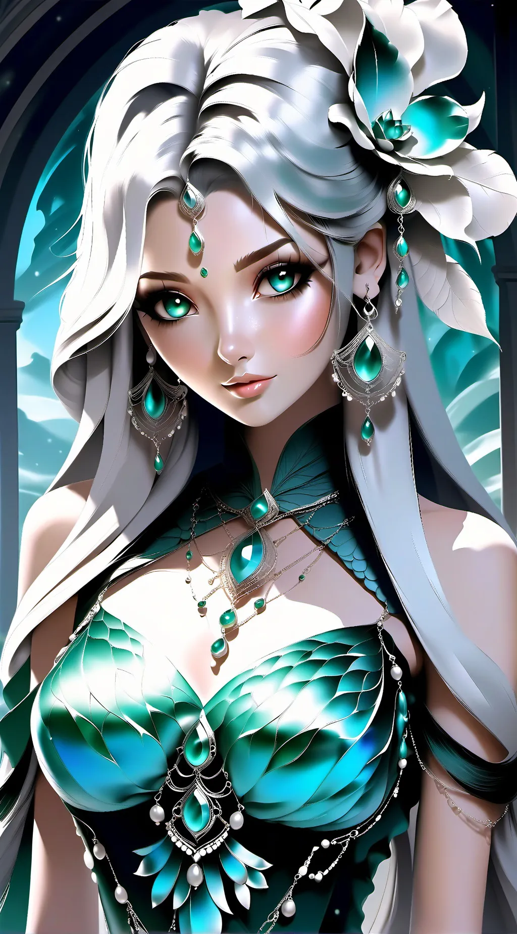 ai character: Vidente  Esmeralda background