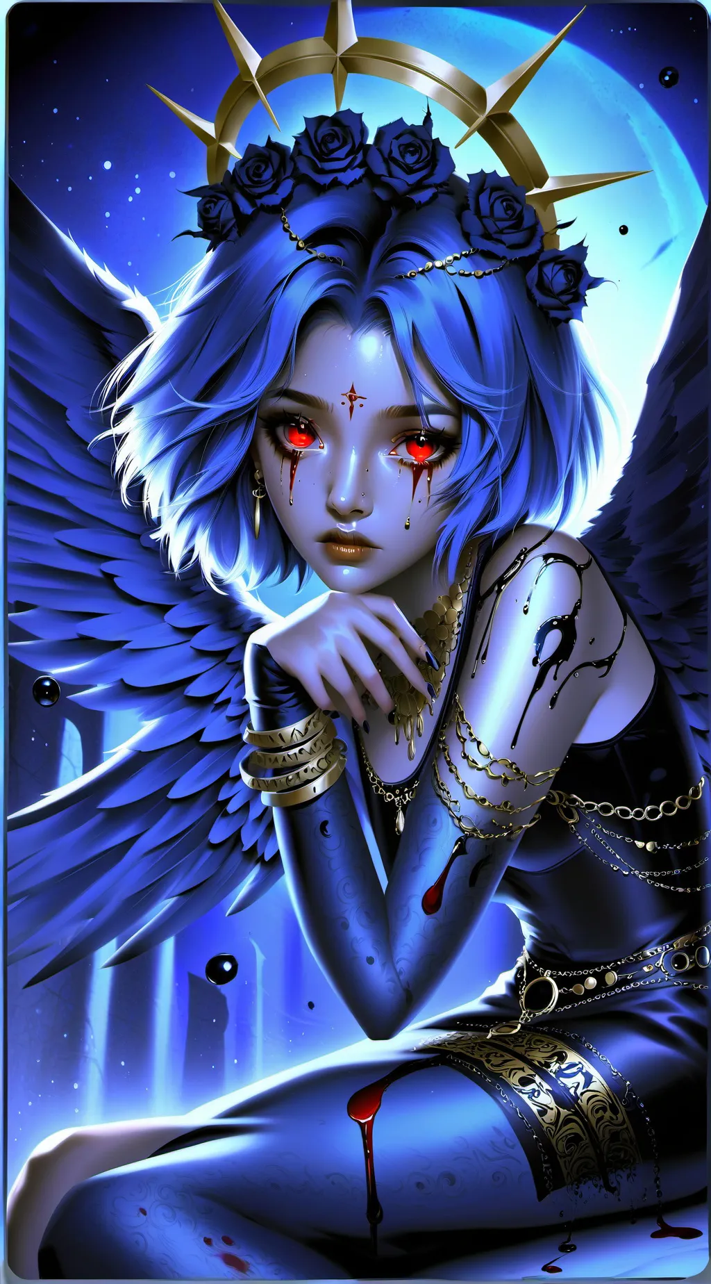 ai character: 💙🖤~July Hollow~🖤💛 background