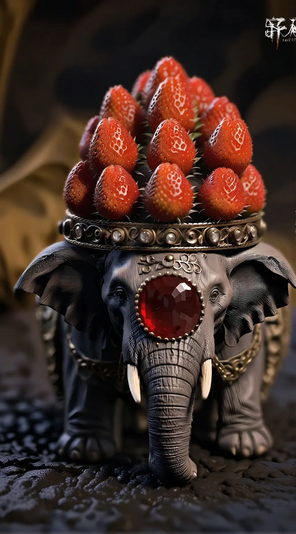 ai character: strawberry elefant background