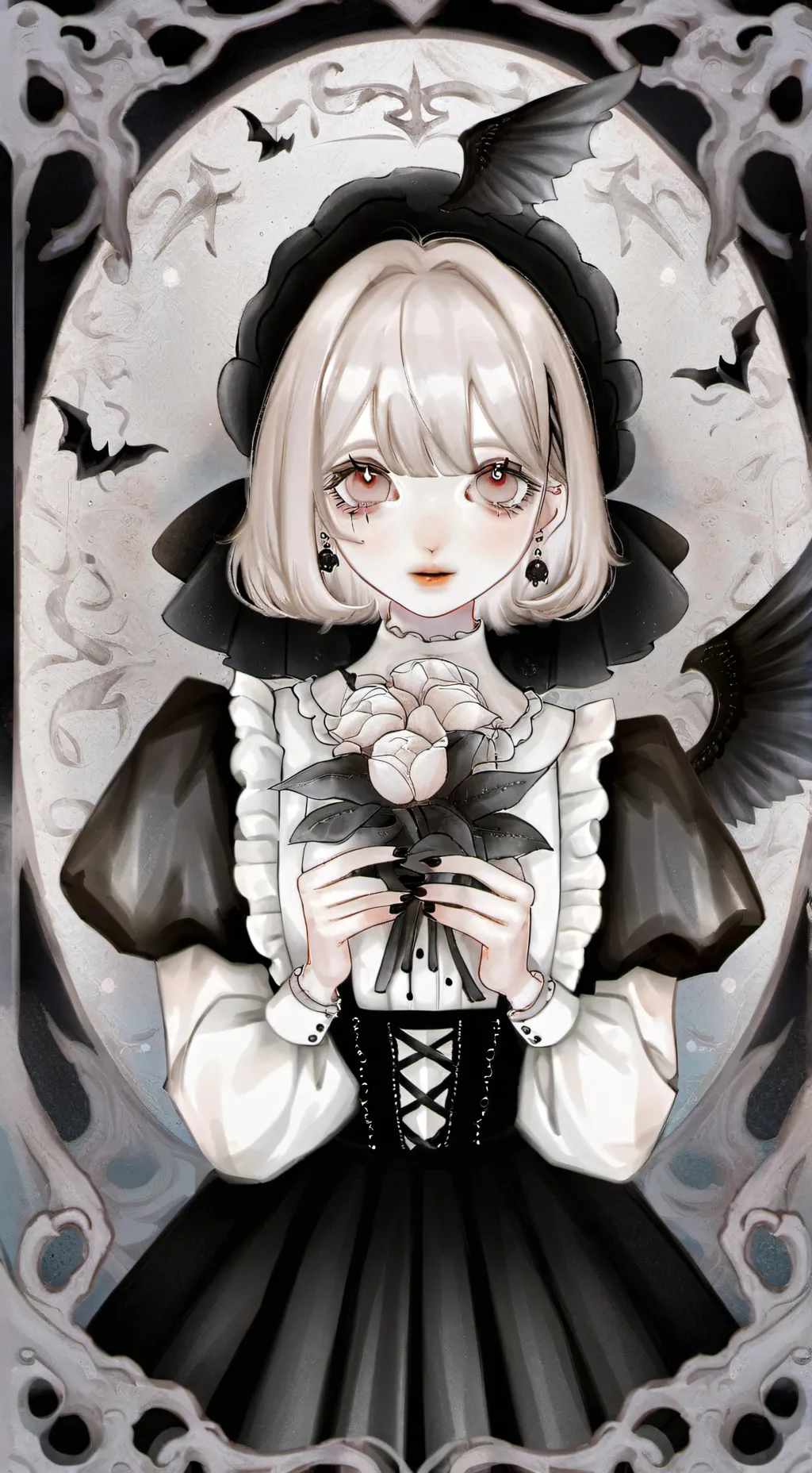 ai character: Girl with roses background