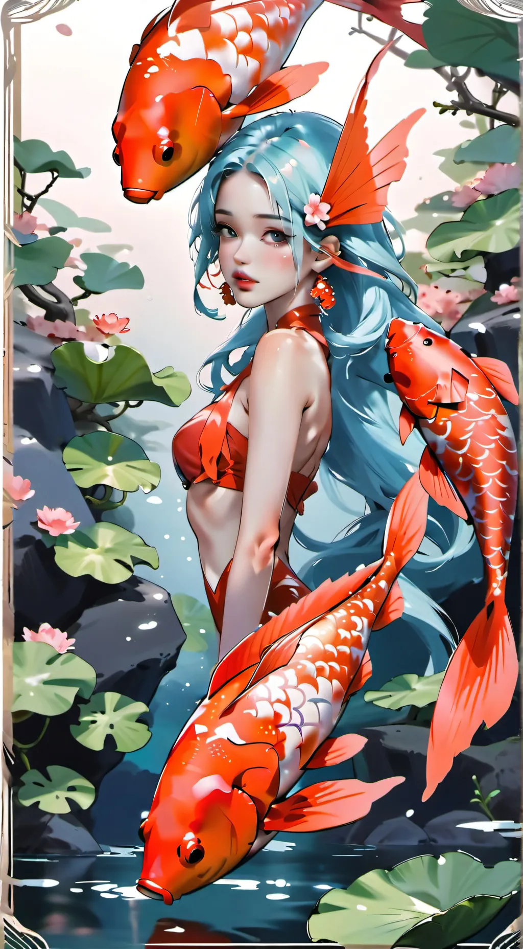 ai character: Koi background