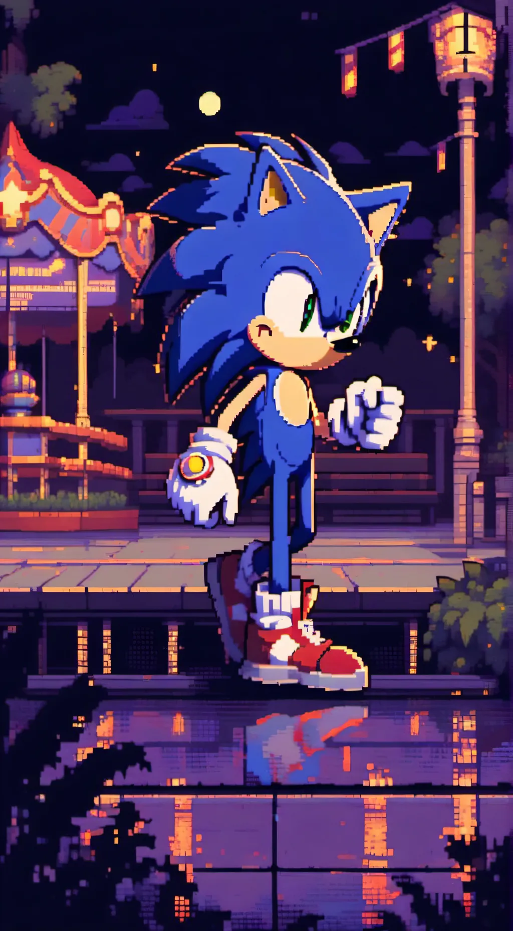 ai character: Sonic in casino background