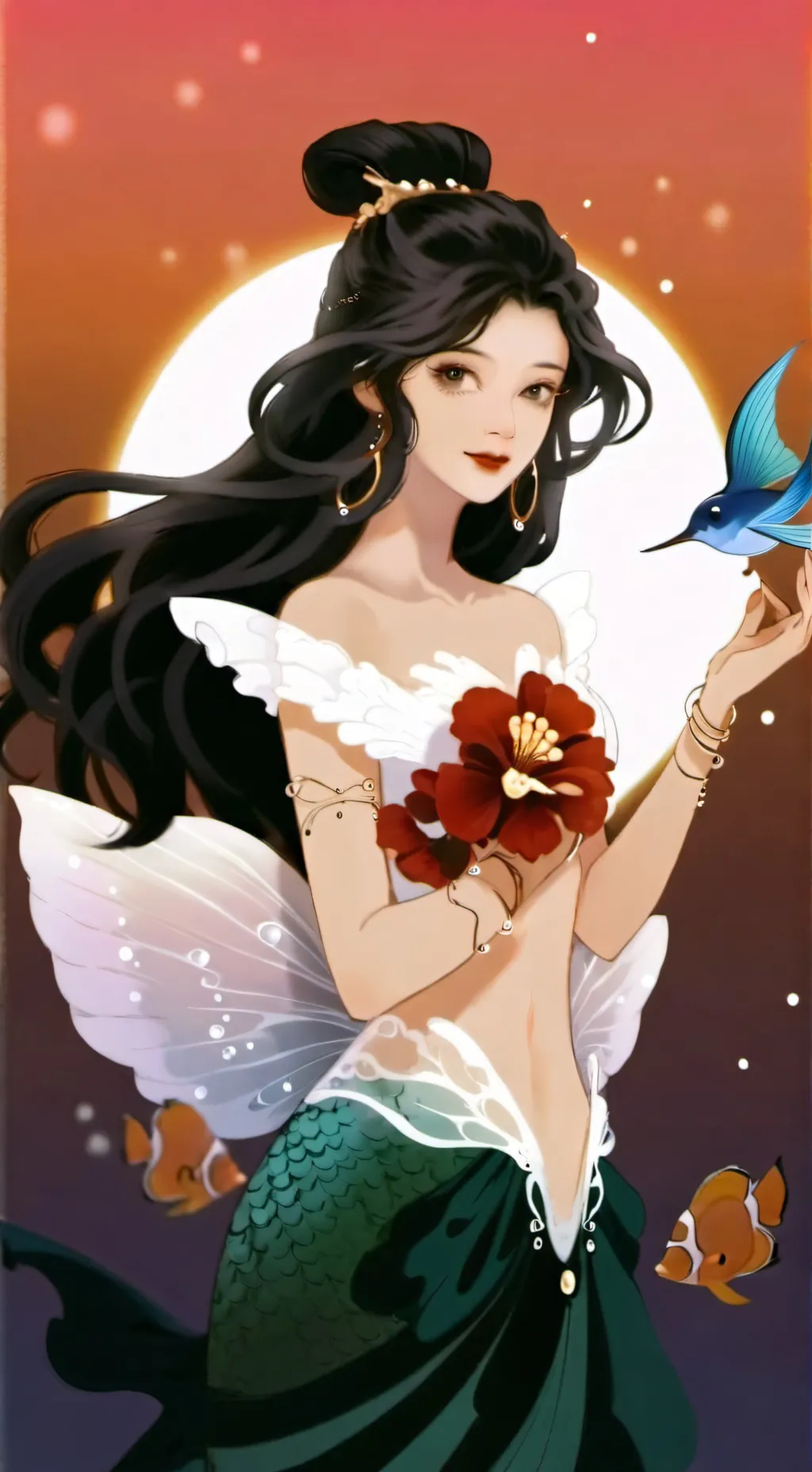 ai character: dw mermaid!  background