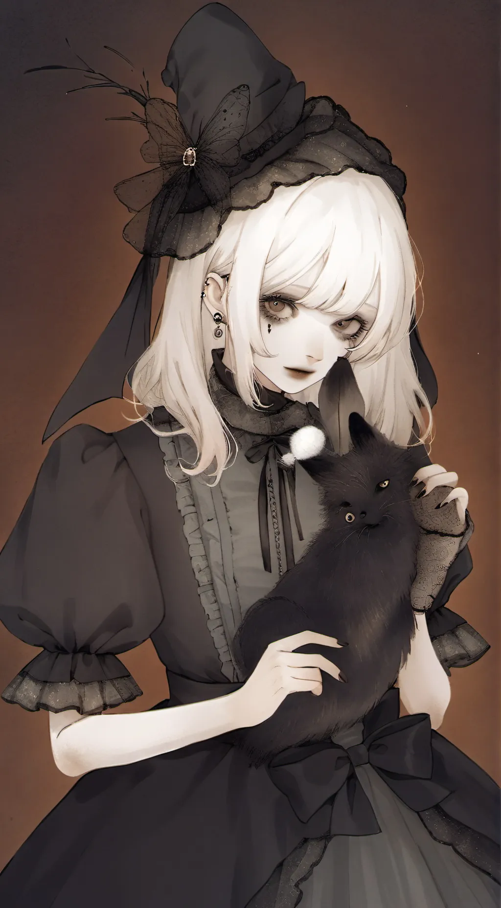 ai character: The girl and cat background