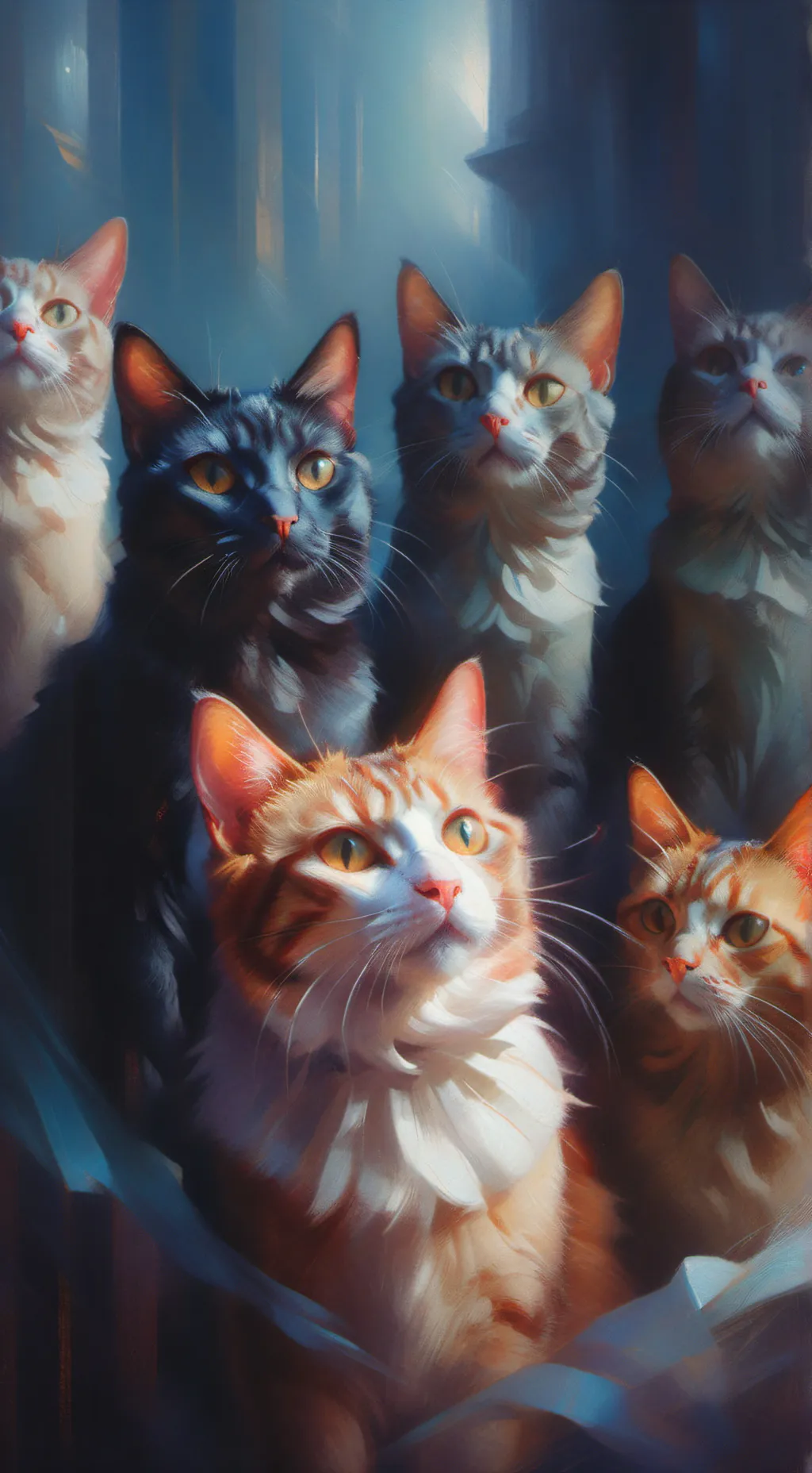 ai character: wave of cats background