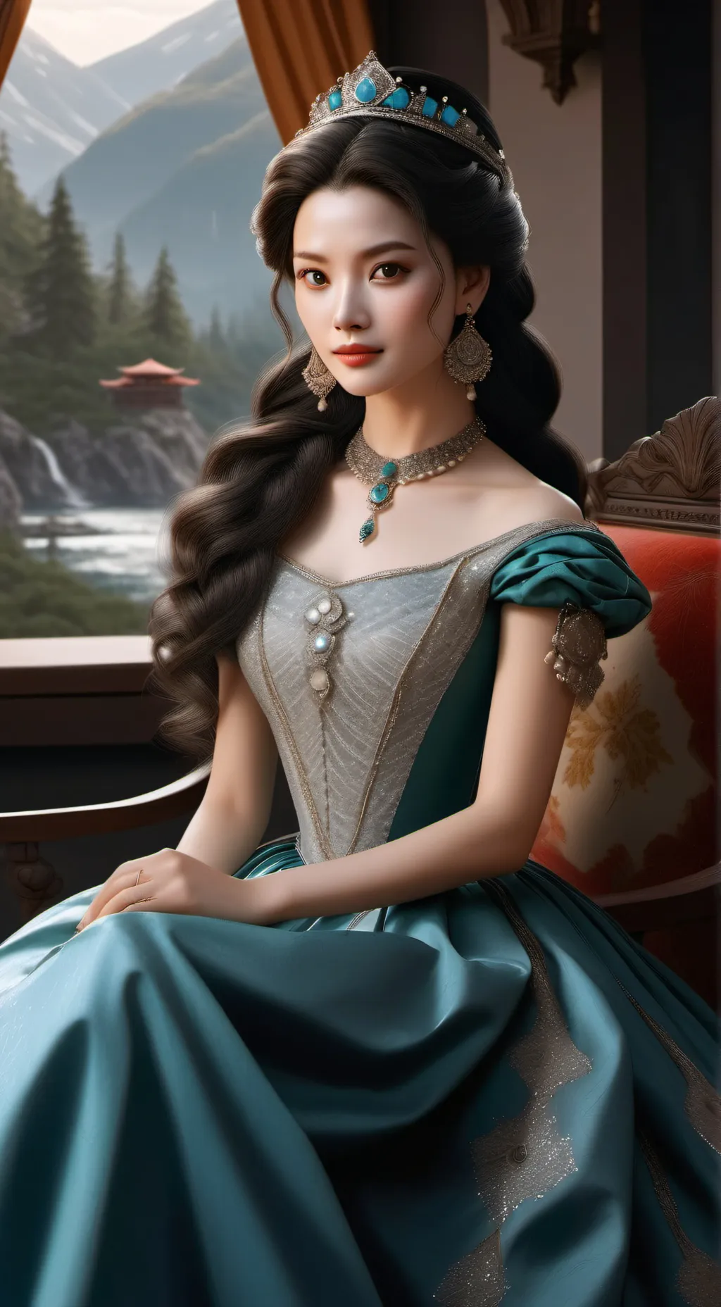 ai character: princess painting  background