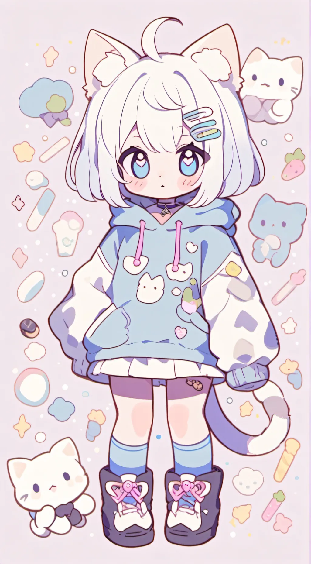 ai character: cat baby girl sup background