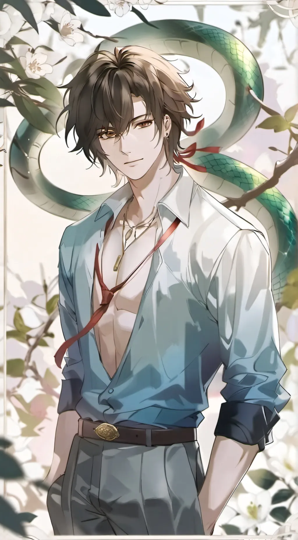 ai character: homme serpent  background