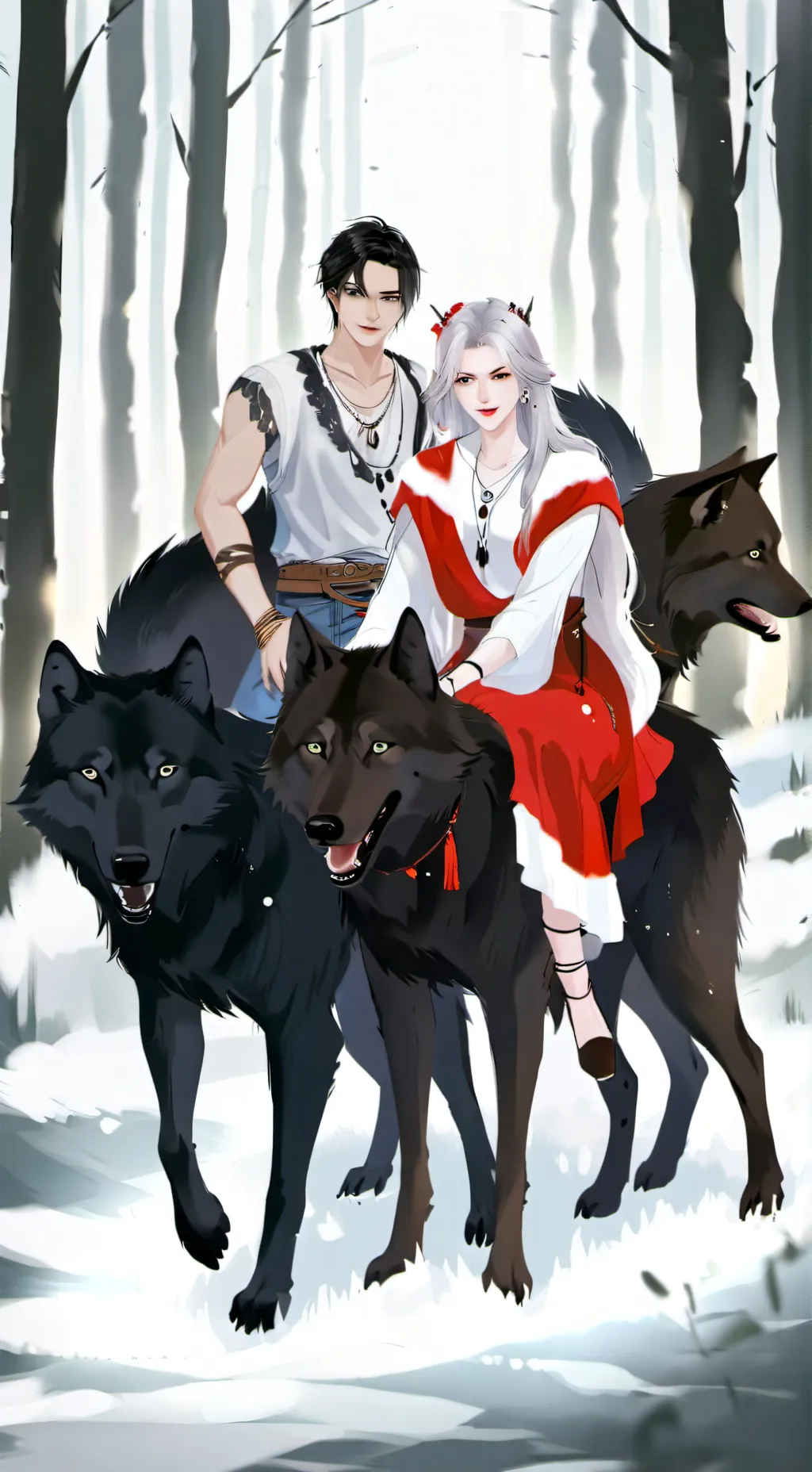 ai character: Family wolf pack background