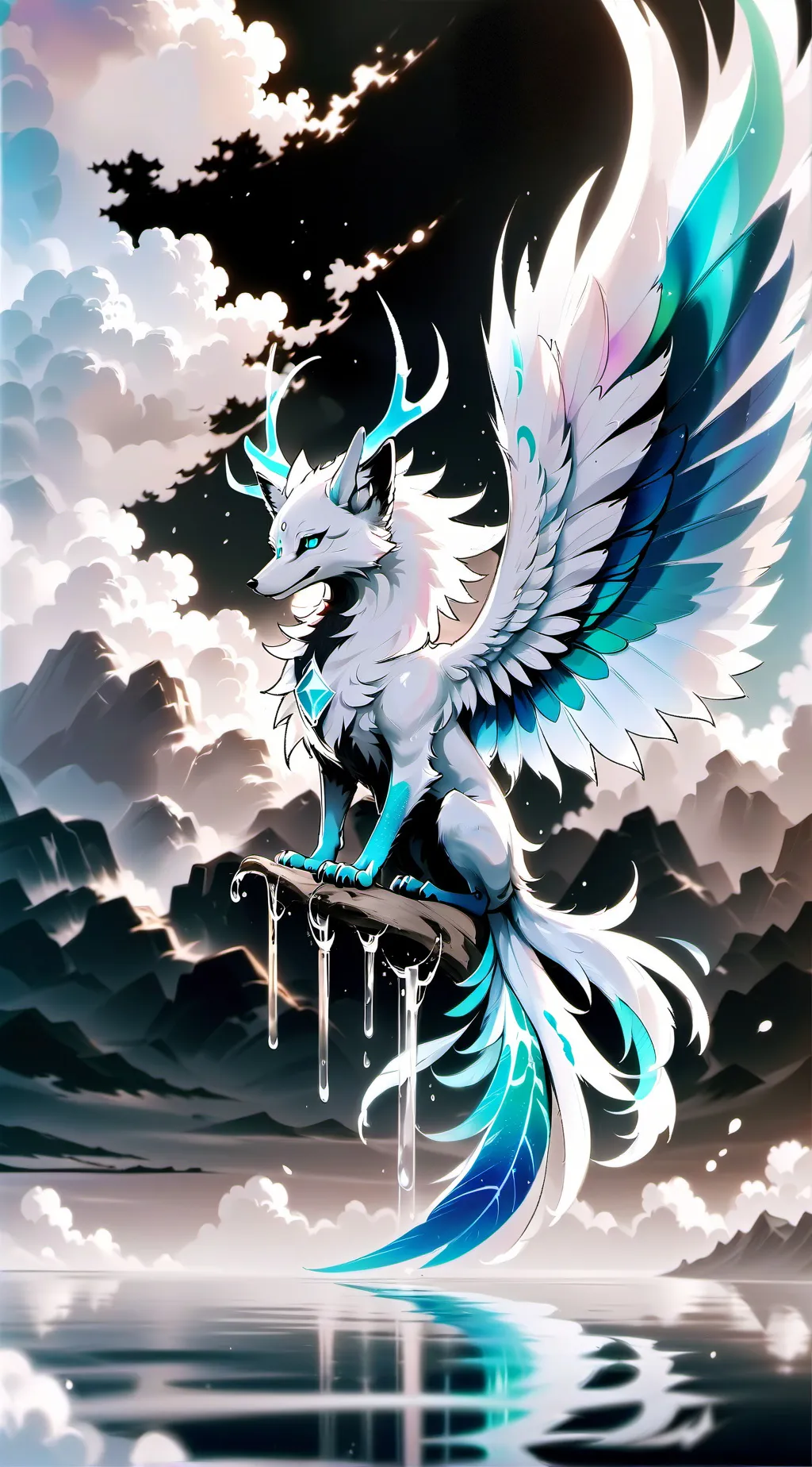 ai character: fox in Heaven background