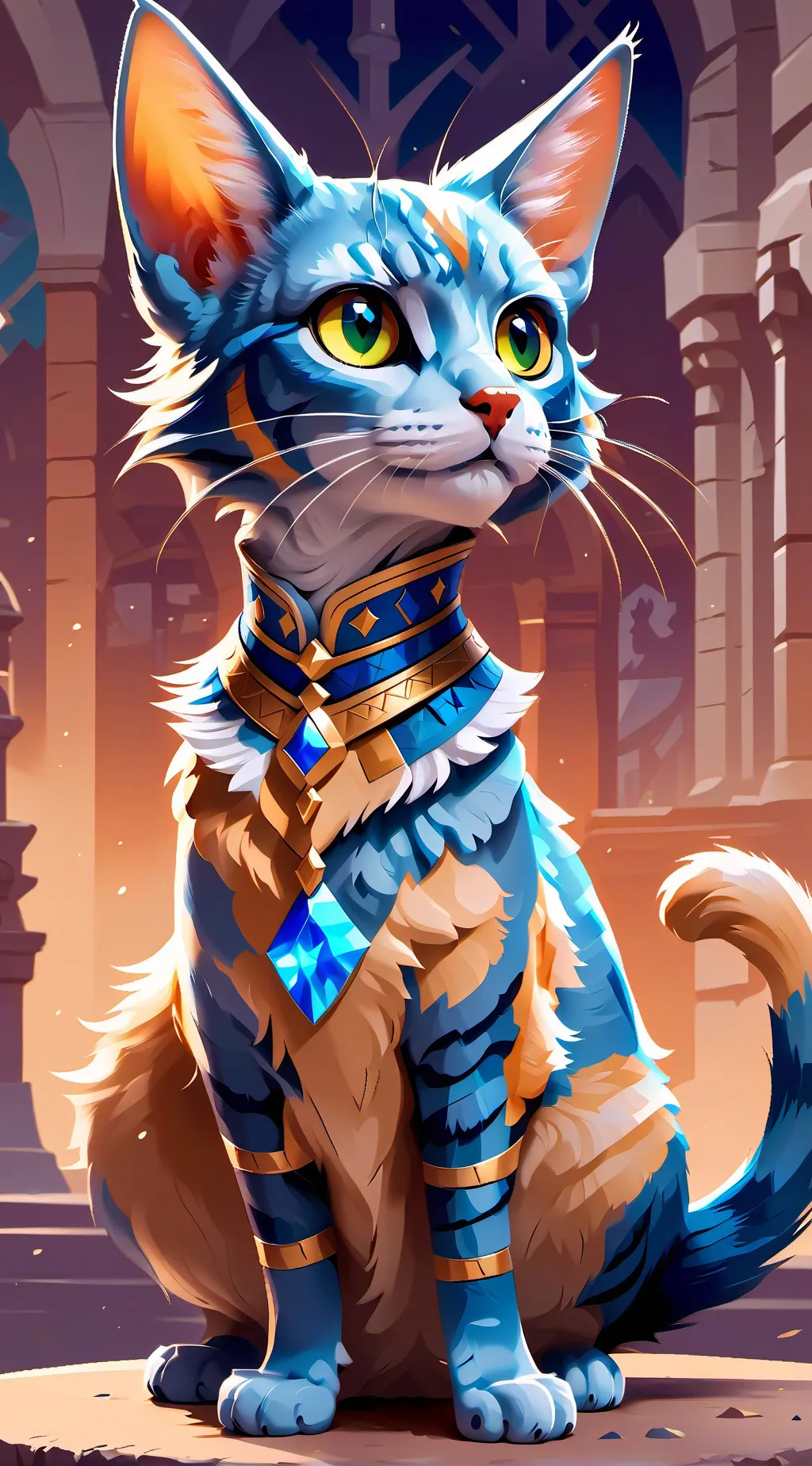 ai character: The Queen cat background