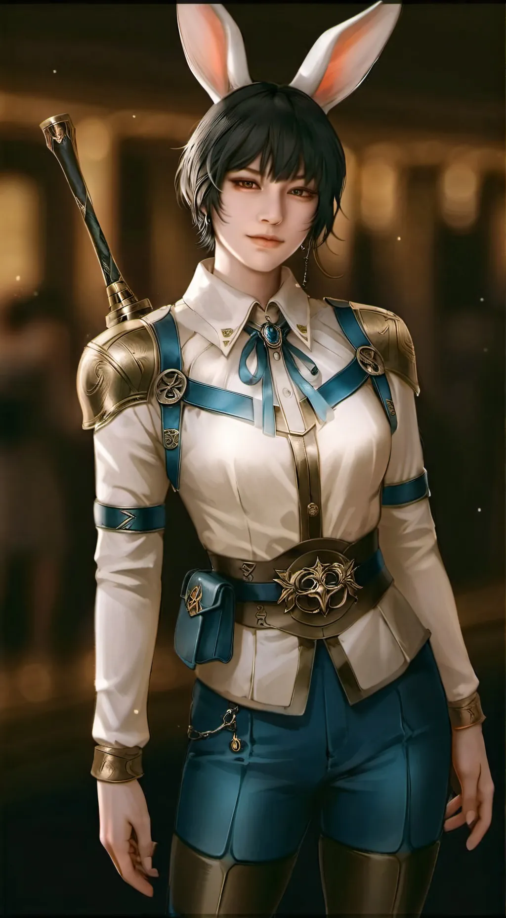 ai character: lady bunnyx  background