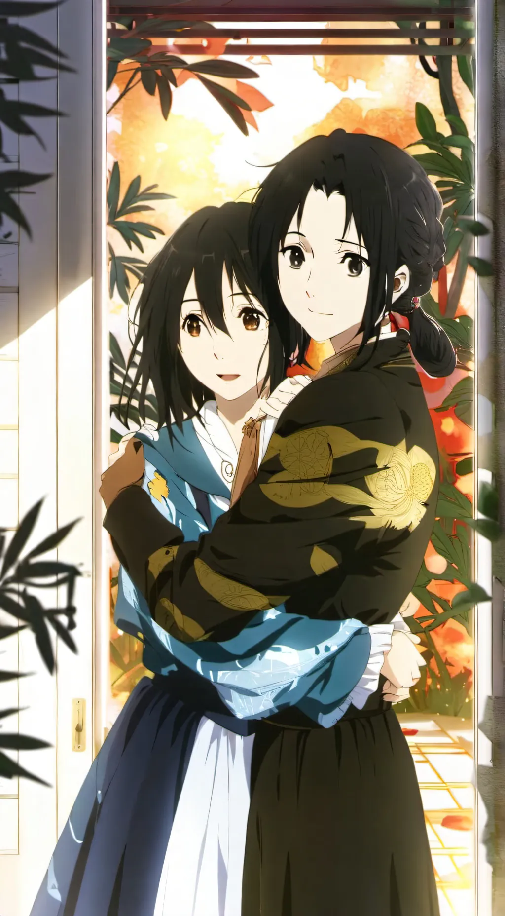 ai character: Lisa and Ann  background