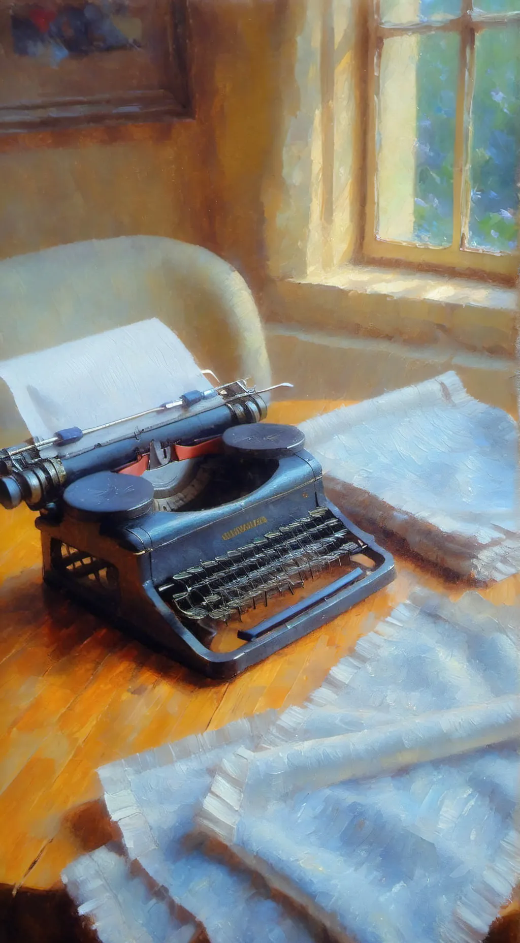 ai character: typewriter lesson background