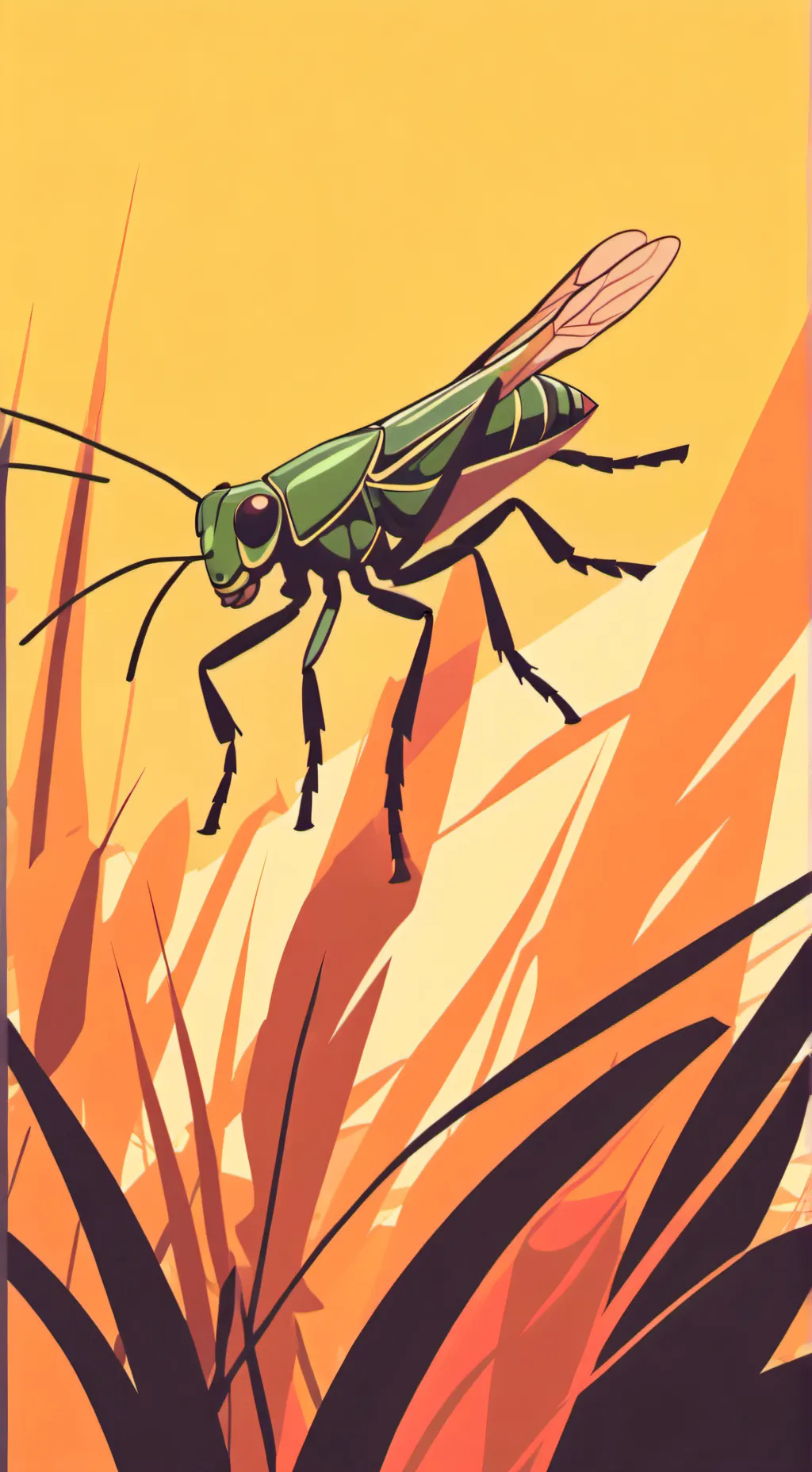 ai character: grass hopper  background