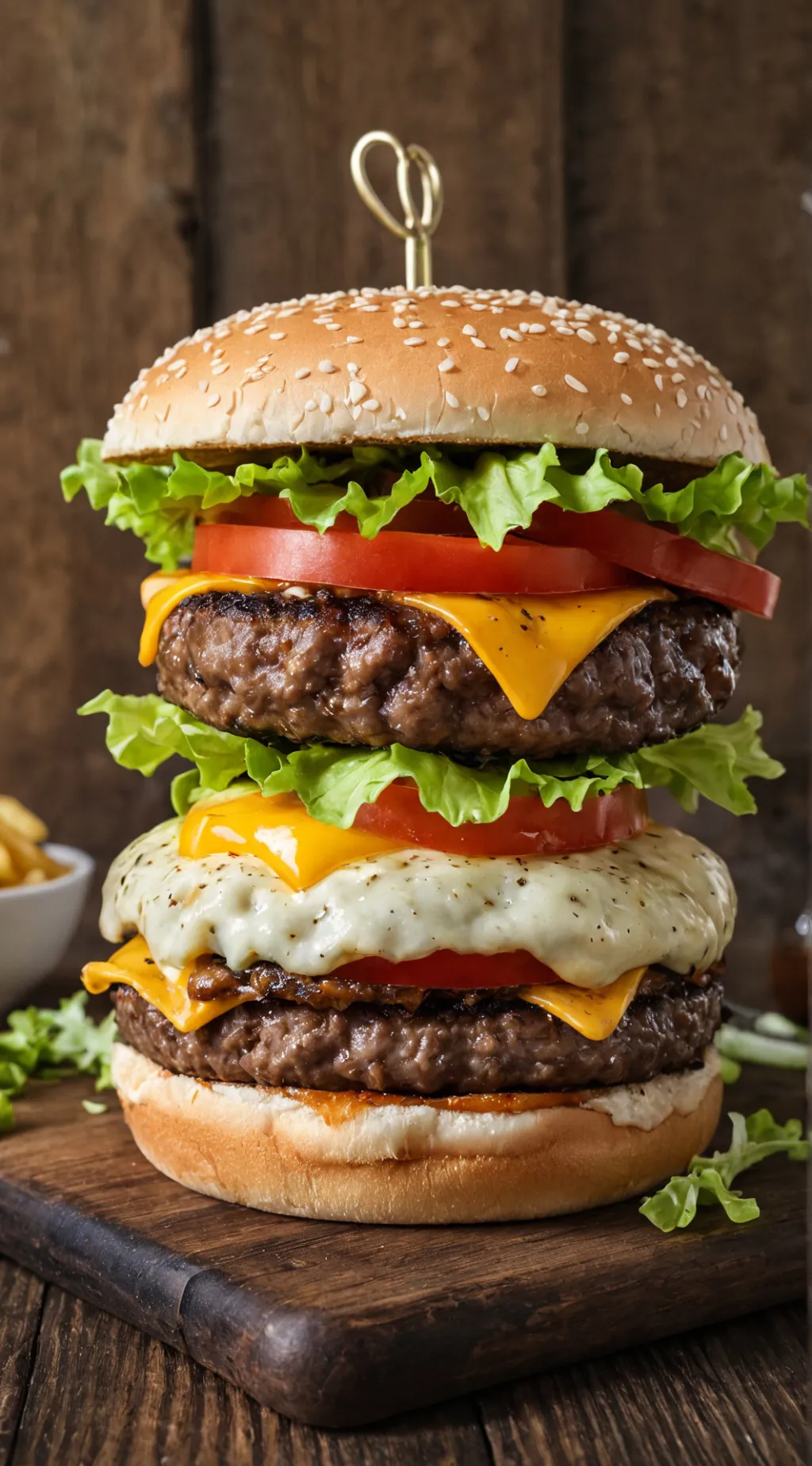 ai character: Burger 😃😰 background