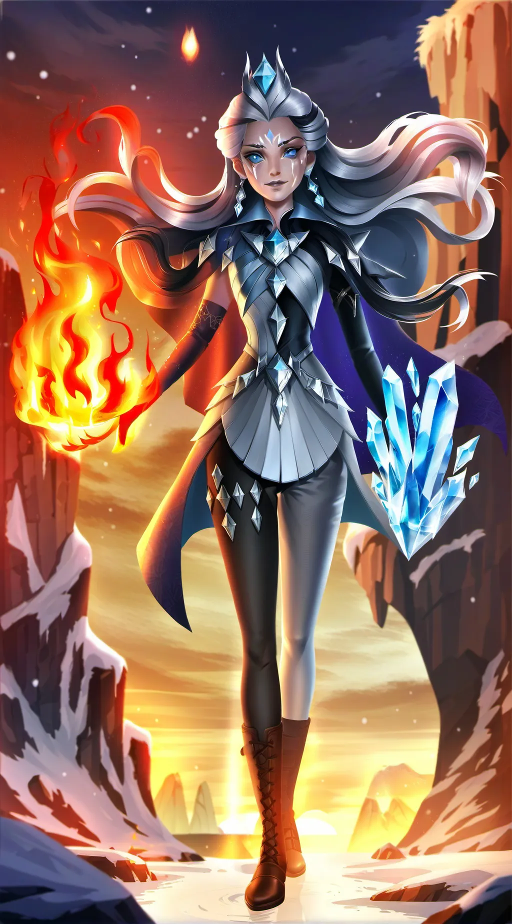 ai character: Frostfire Aeloria background