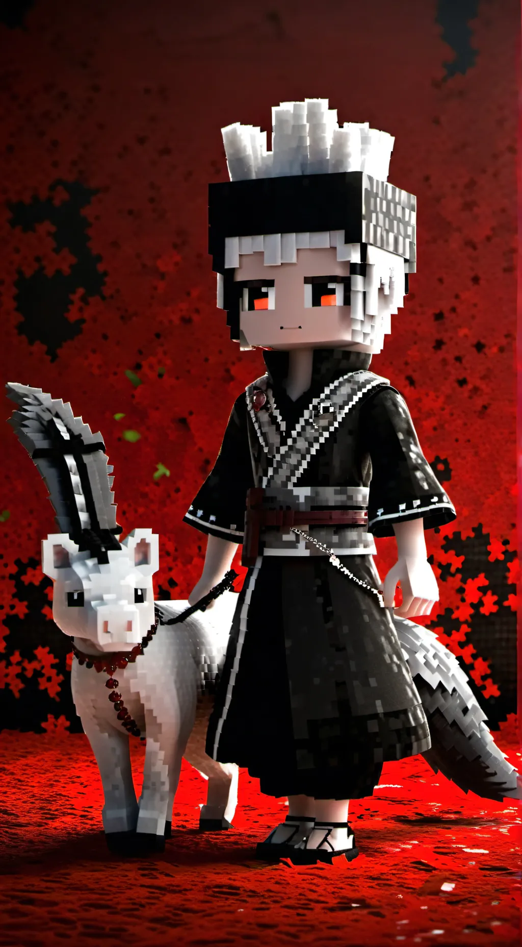 ai character: tails in minecraft background