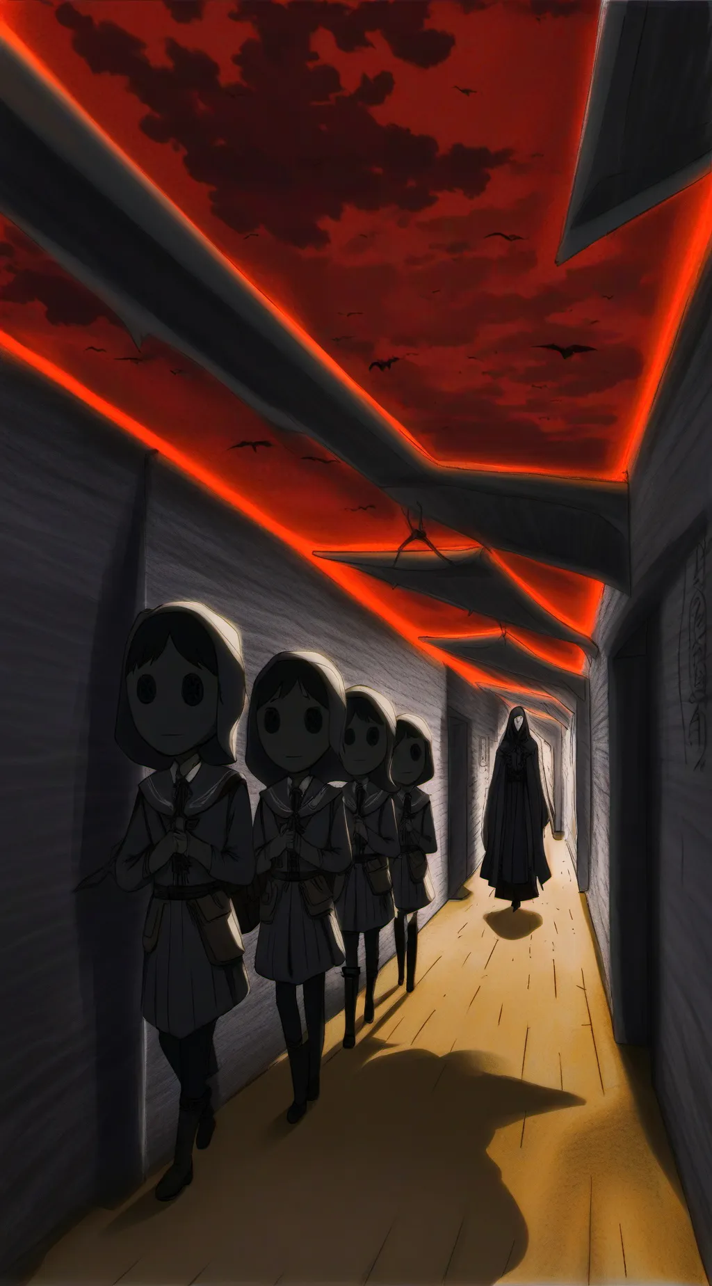 ai character: Horror school background