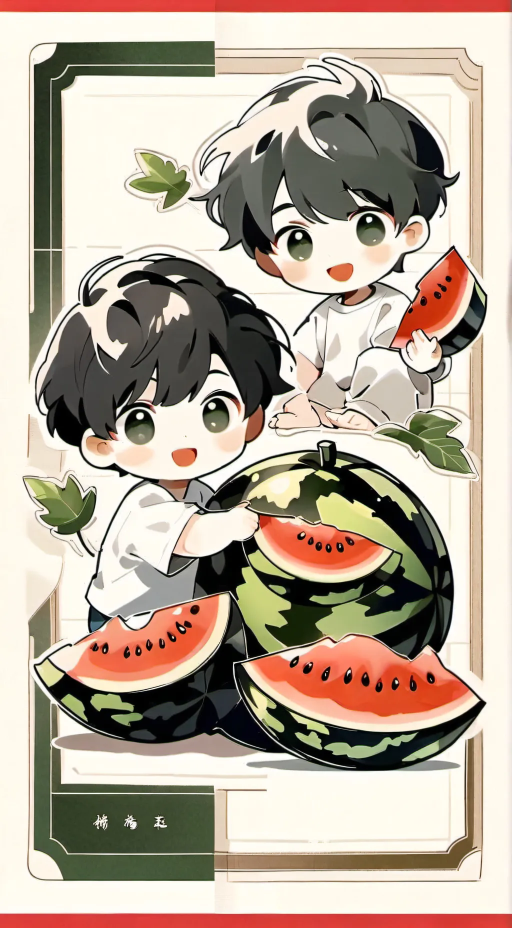 ai character: Watermelon babies background