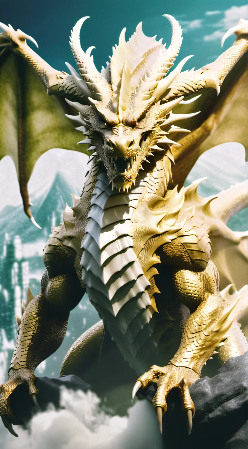 ai character: King Ghidorah  background