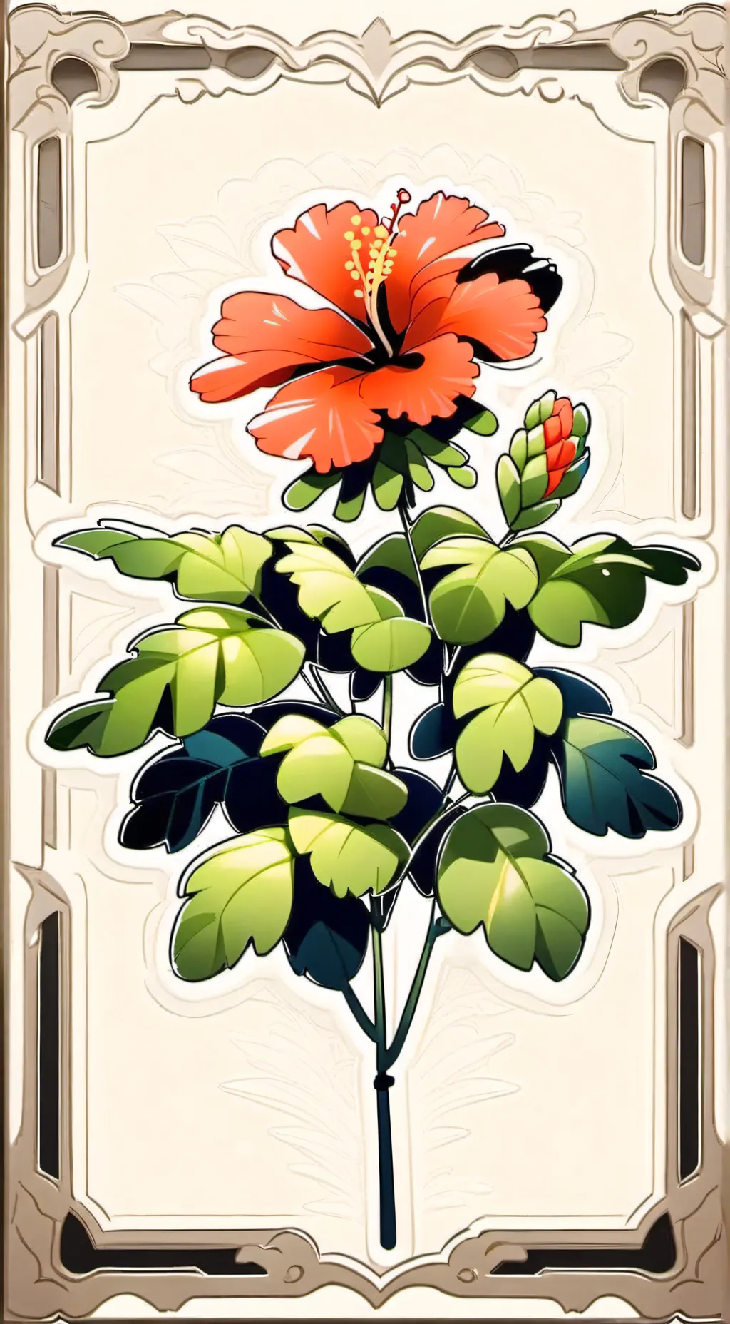 ai character: red hibiscus 🌺 background