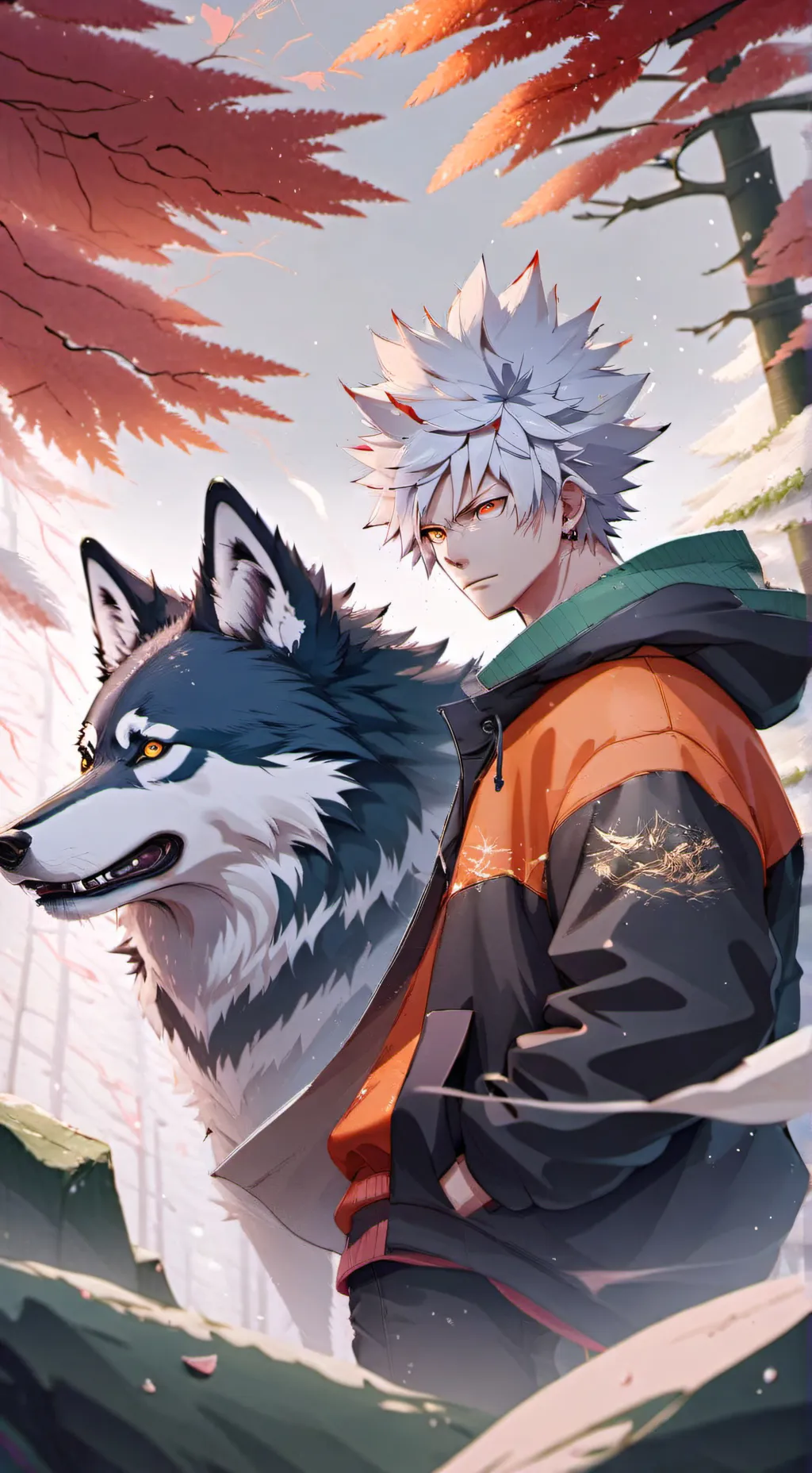 ai character: Bakugo wolf background