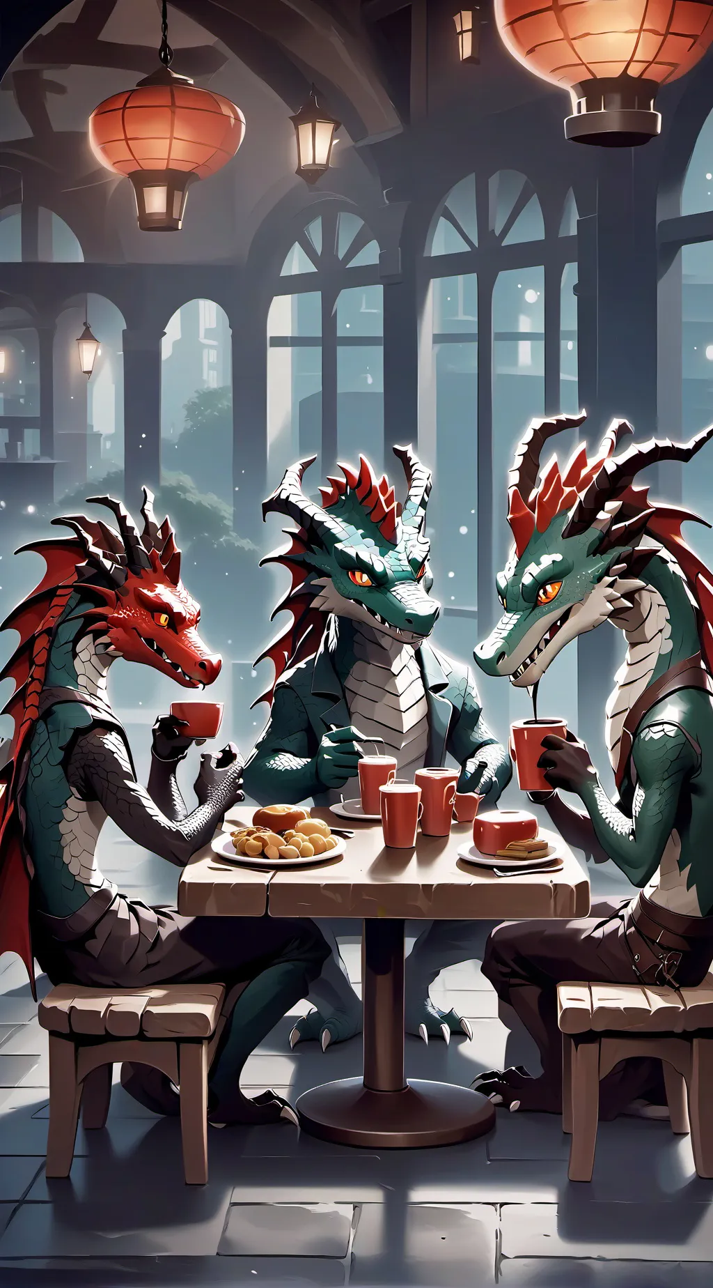 ai character: human cafe background