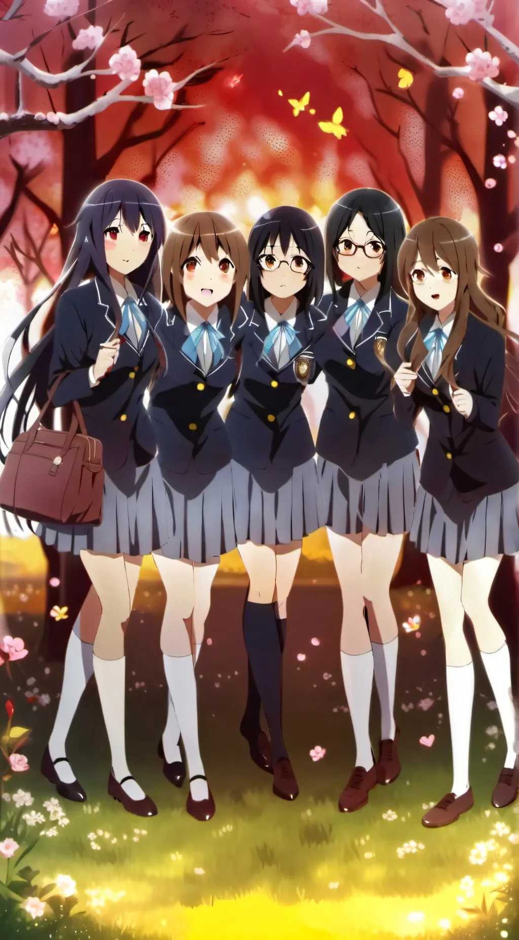 ai character: school girl  group background