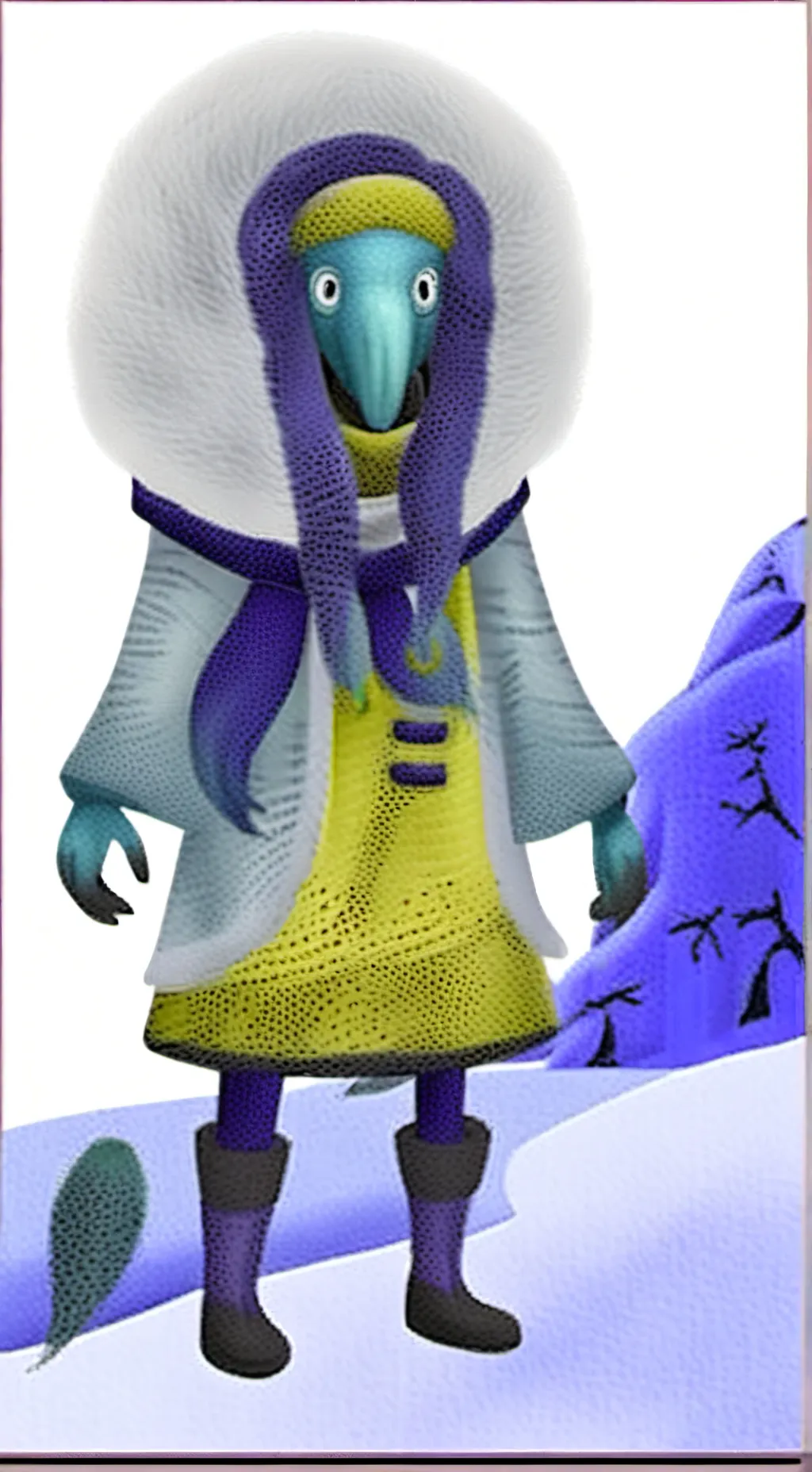 ai character: snow mollusk(vore) background