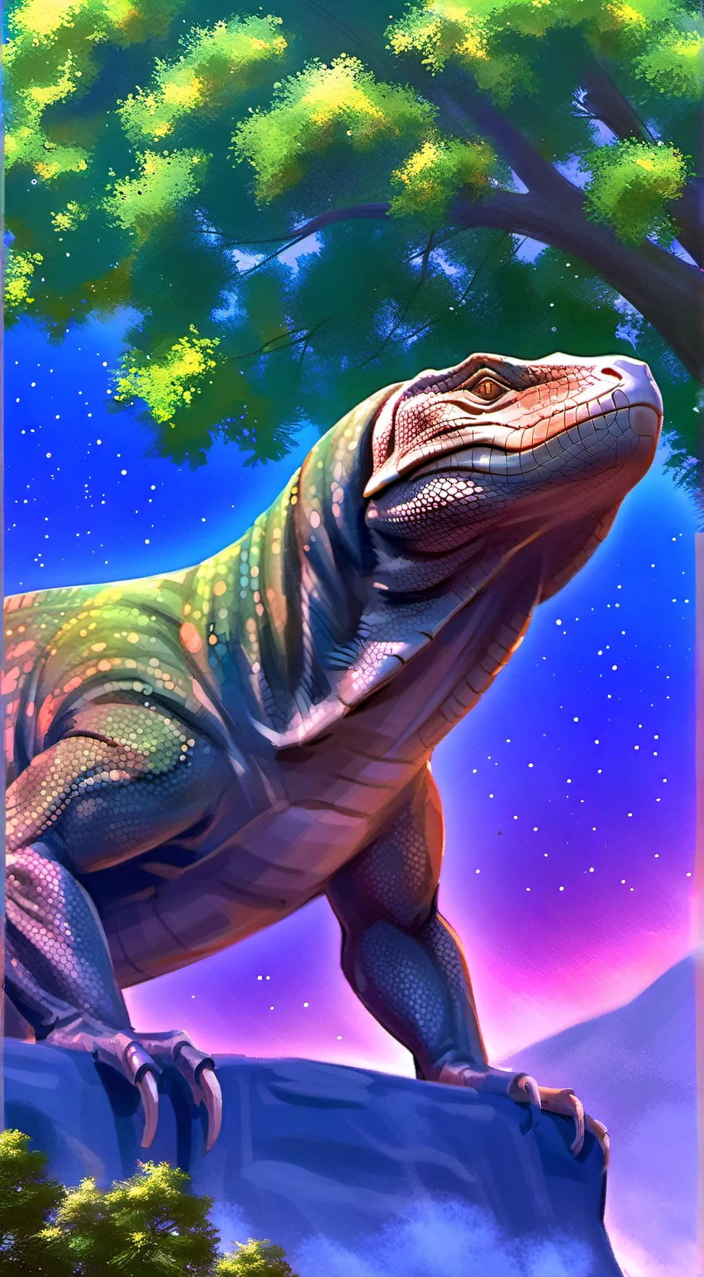 ai character: Komodo dragon f—- background