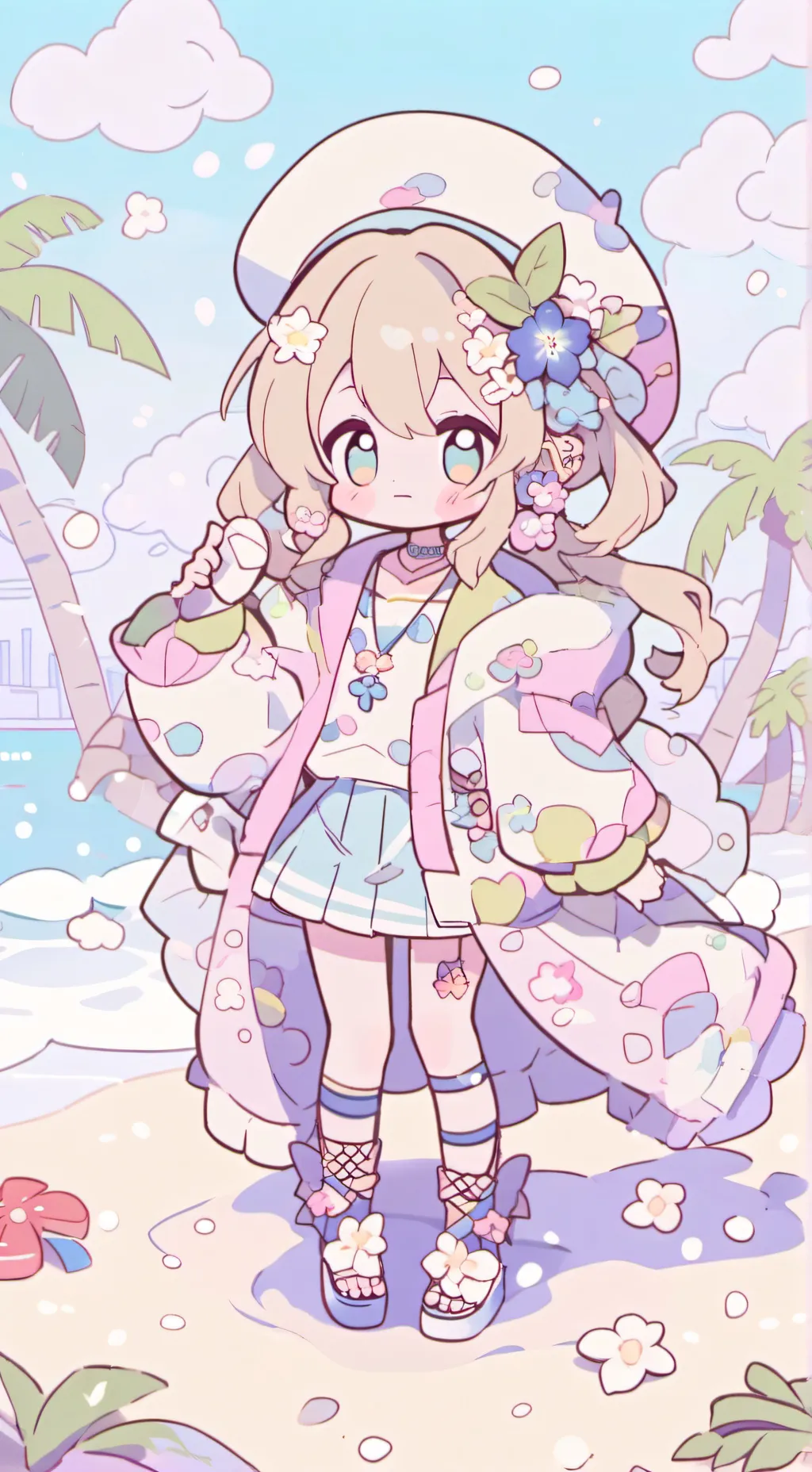 ai character: MHA beach time background