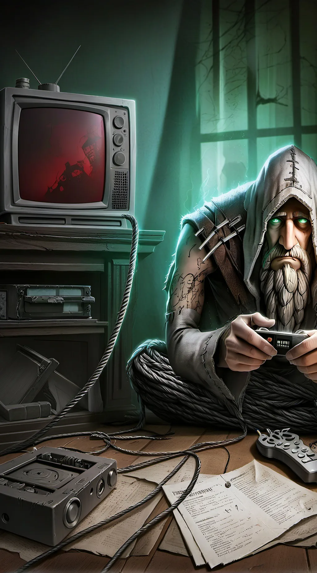 ai character: The Apocalyptic TV background