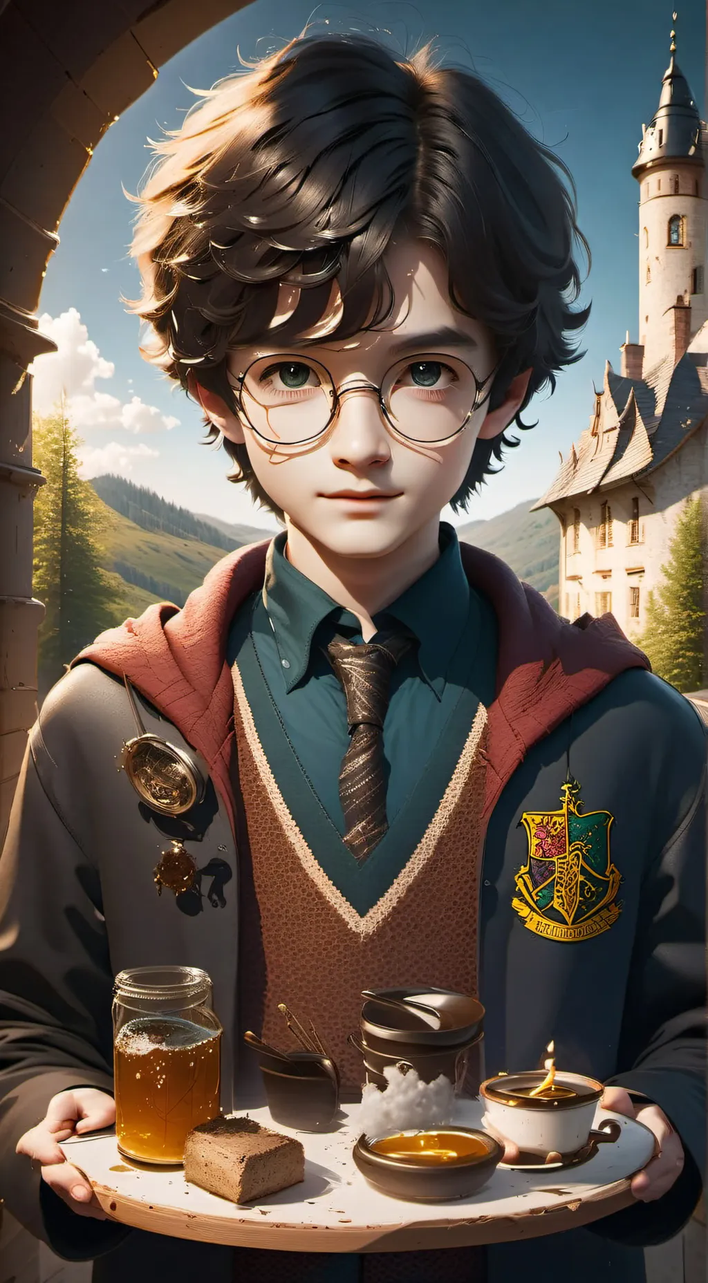 ai character: harry potter  background