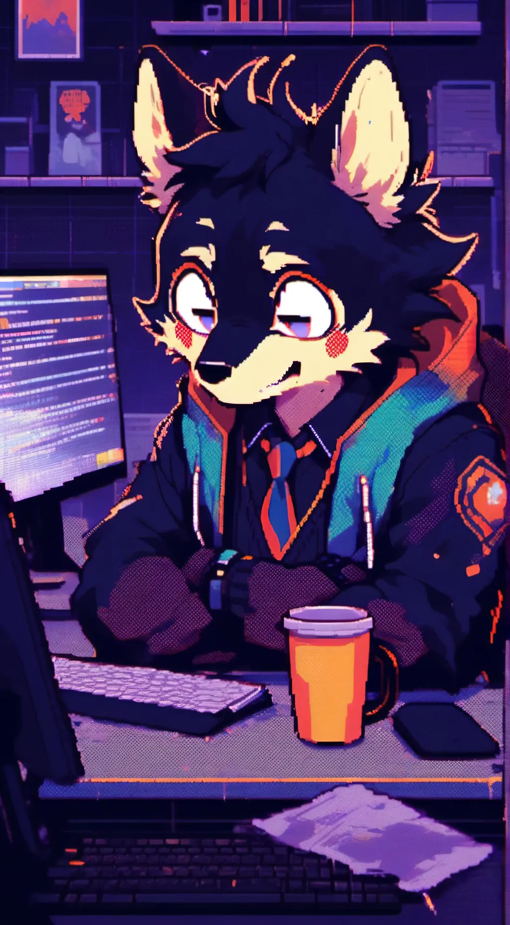 ai character:  furry  background