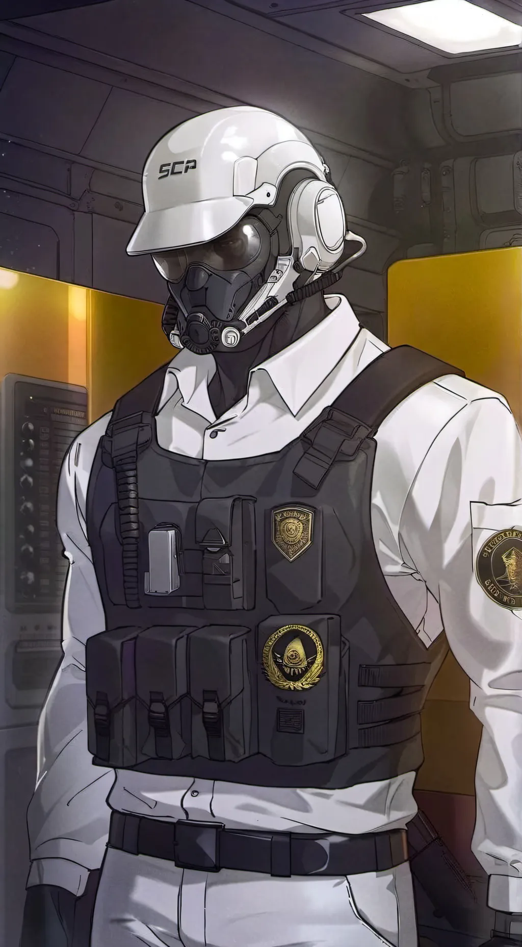 ai character: SECRUITY GUARD kai background