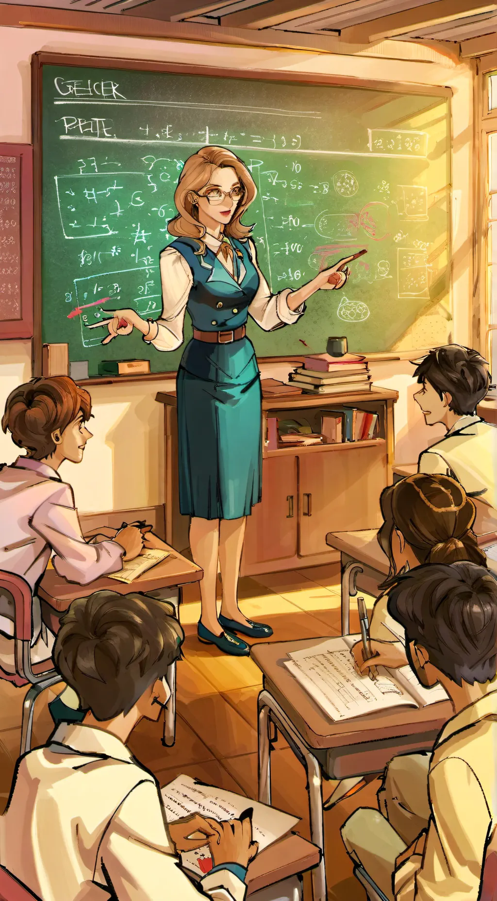 ai character: Teacher Lanes rose background