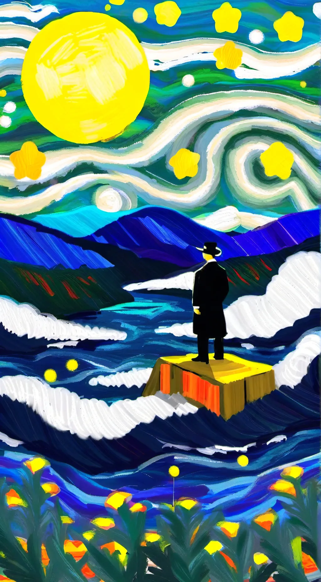 ai character: glitchburger!!!!  background